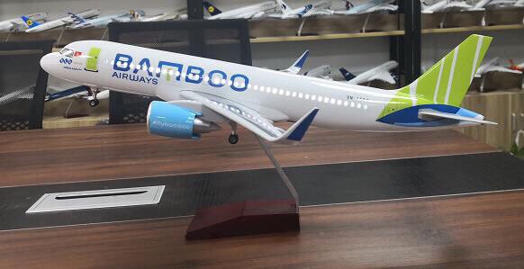 Mô hình máy bay Bamboo Airways 47 cm B787 cao cấp có đèn led bánh xe