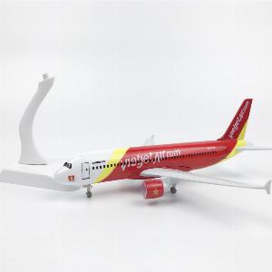 Mô hình máy bay Vietjet Air 20 cm A320 bằng kim loại có bánh xe