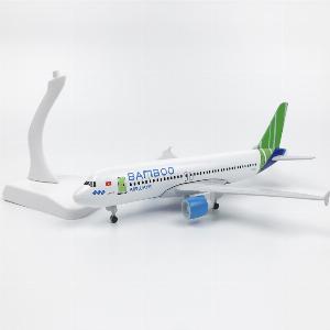 Mô hình máy bay Bamboo Airways 20 cm A320 bằng kim loại có bánh xe