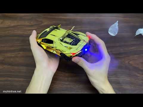 Mô hình xe Lamborghini Revuelto Gold có đèn có phun khói